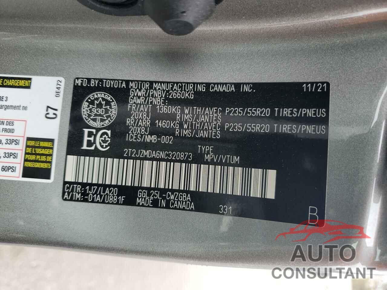 LEXUS RX350 2022 - 2T2JZMDA6NC320873