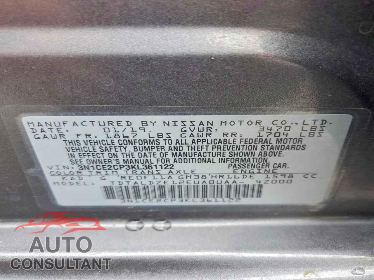 NISSAN VERSA 2019 - 3N1CE2CP3KL361122