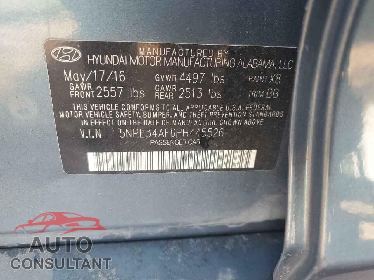 HYUNDAI SONATA 2017 - 5NPE34AF6HH445526