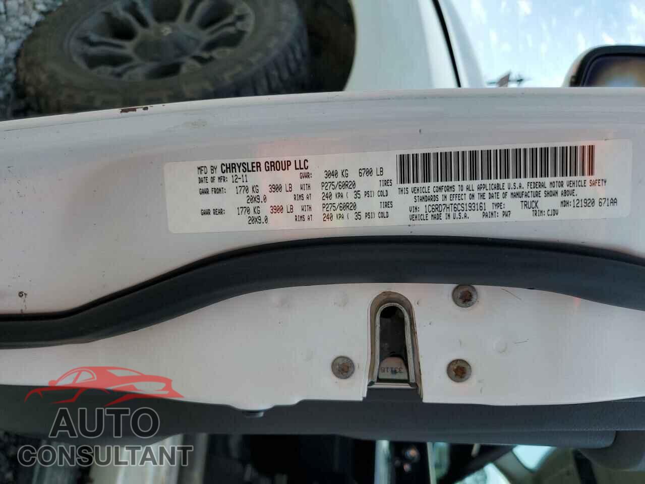 DODGE RAM 1500 2012 - 1C6RD7HT6CS193161