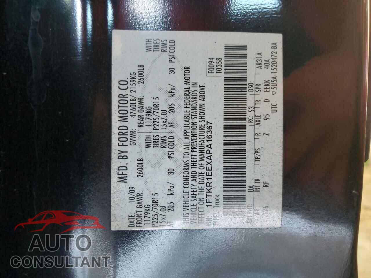 FORD RANGER 2010 - 1FTKR1EEXAPA16367