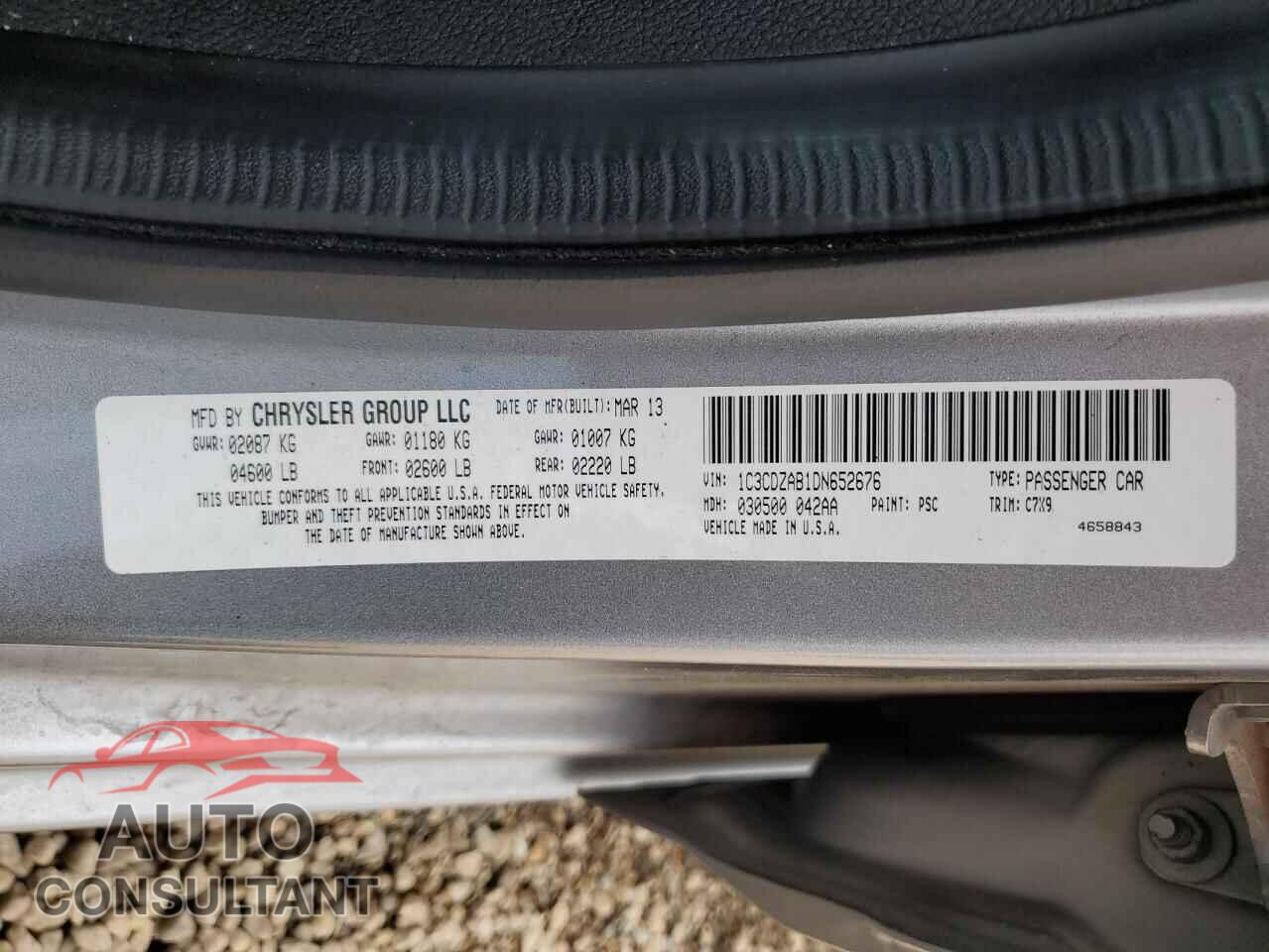 DODGE AVENGER 2013 - 1C3CDZAB1DN652676