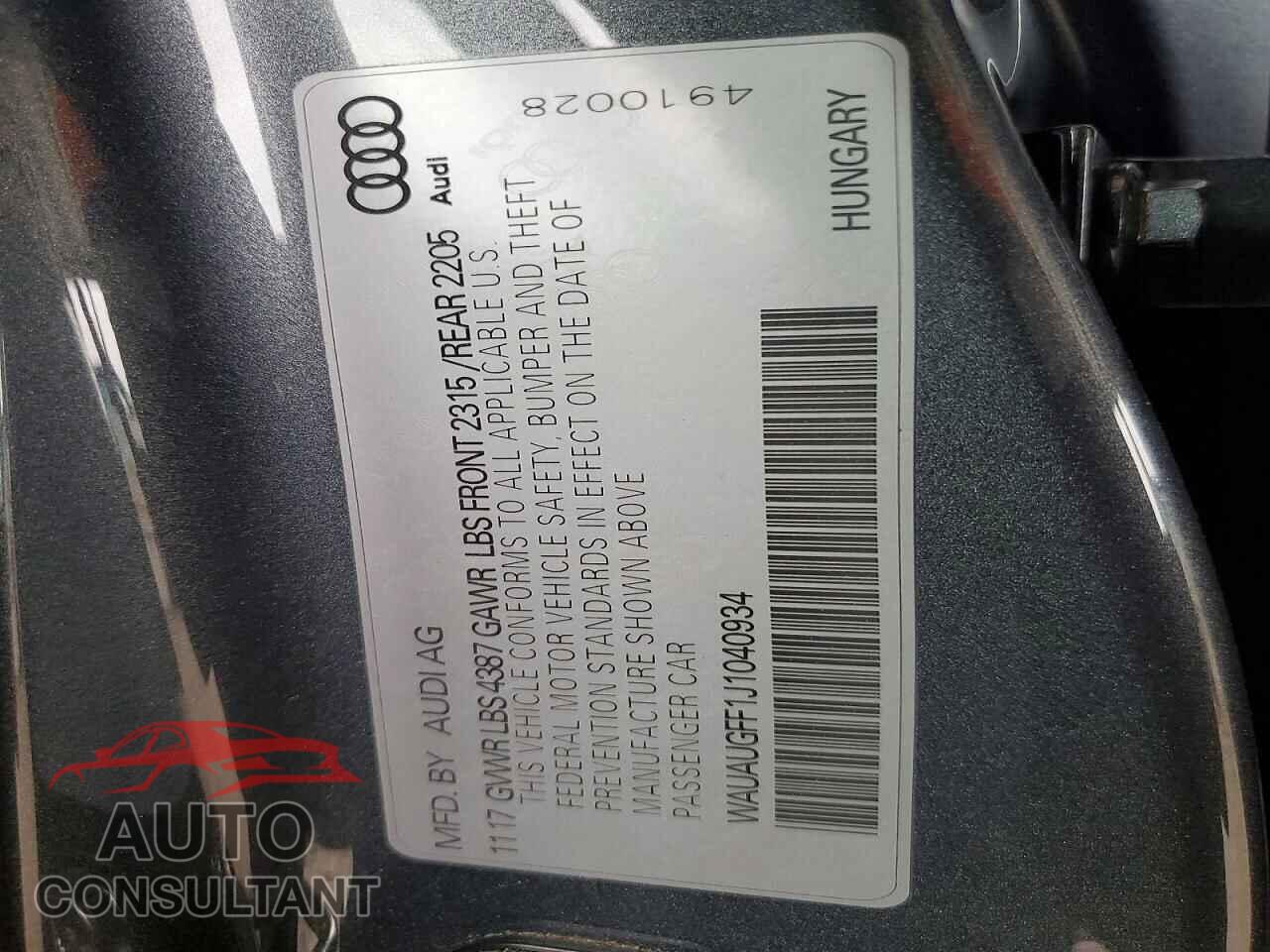 AUDI A3 2018 - WAUAUGFF1J1040934