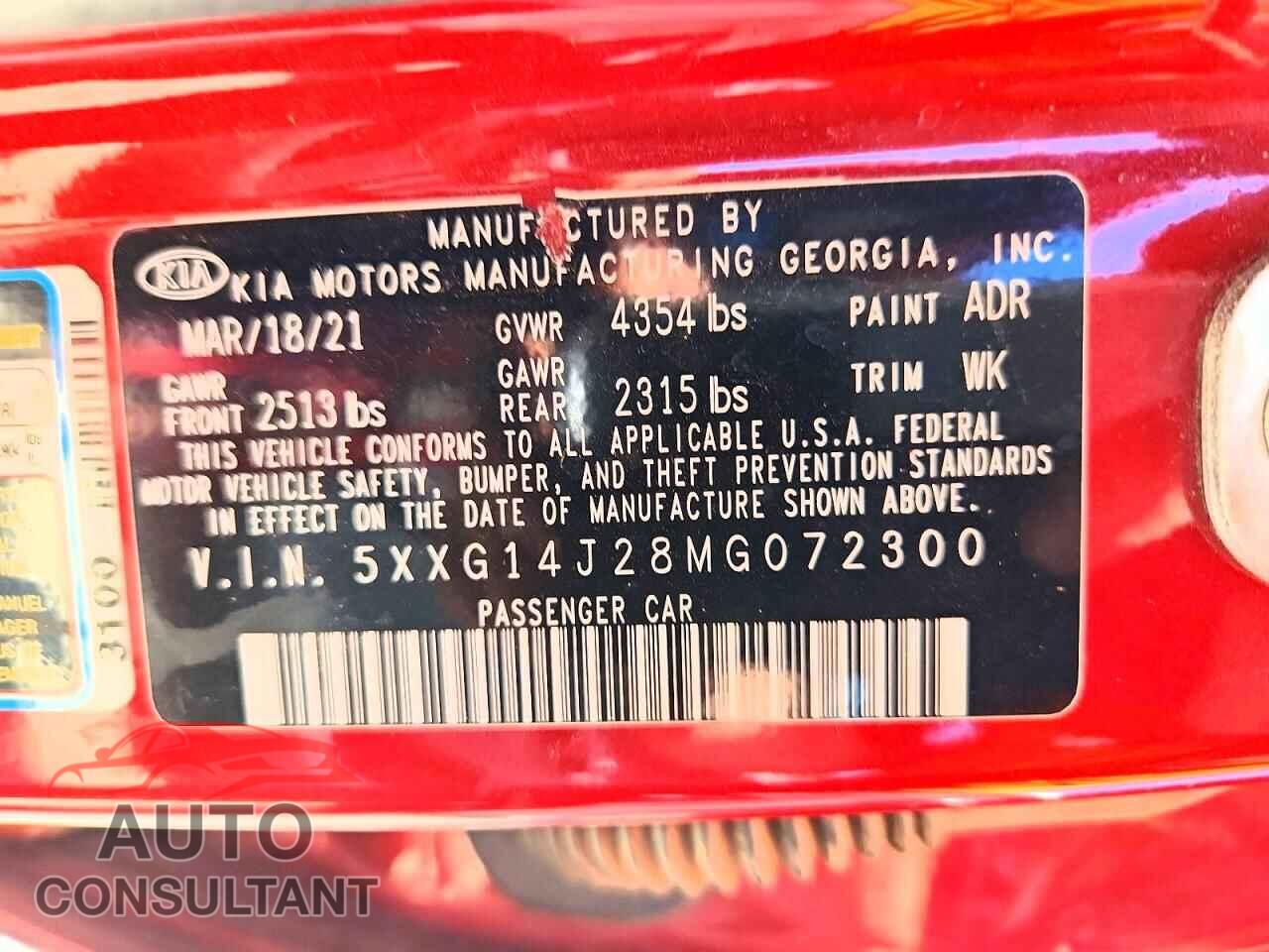 KIA K5 2021 - 5XXG14J28MG072300