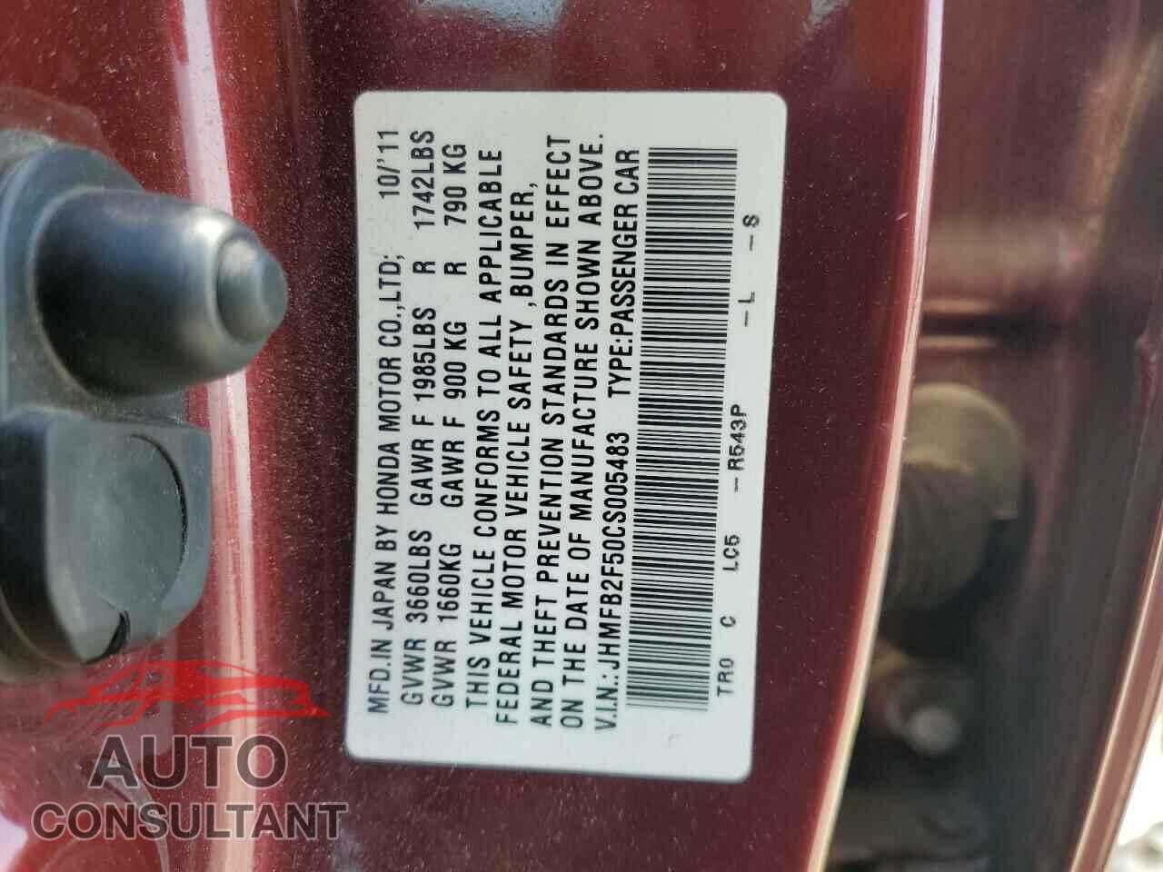 HONDA CIVIC 2012 - JHMFB2F50CS005483