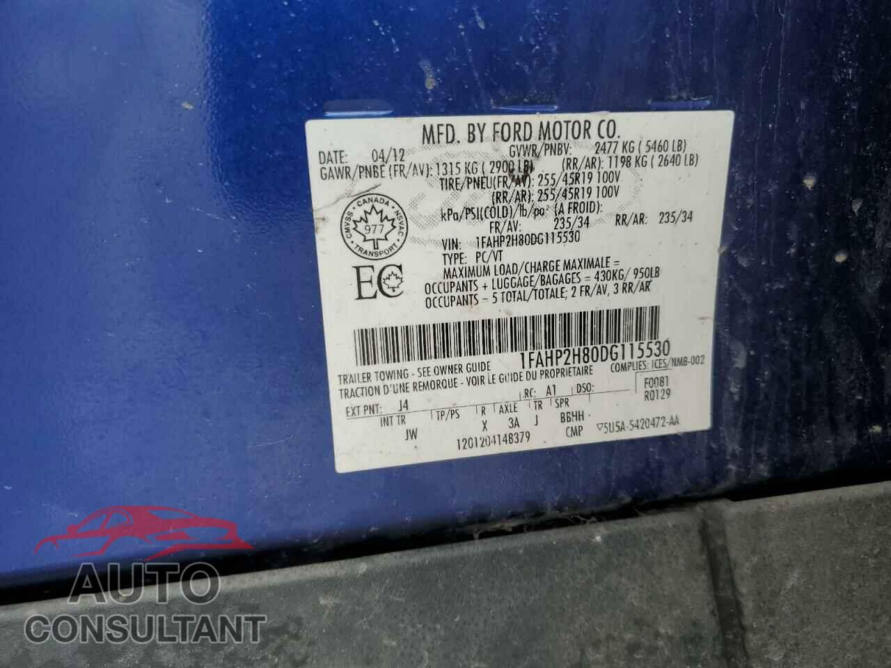 FORD TAURUS 2013 - 1FAHP2H80DG115530