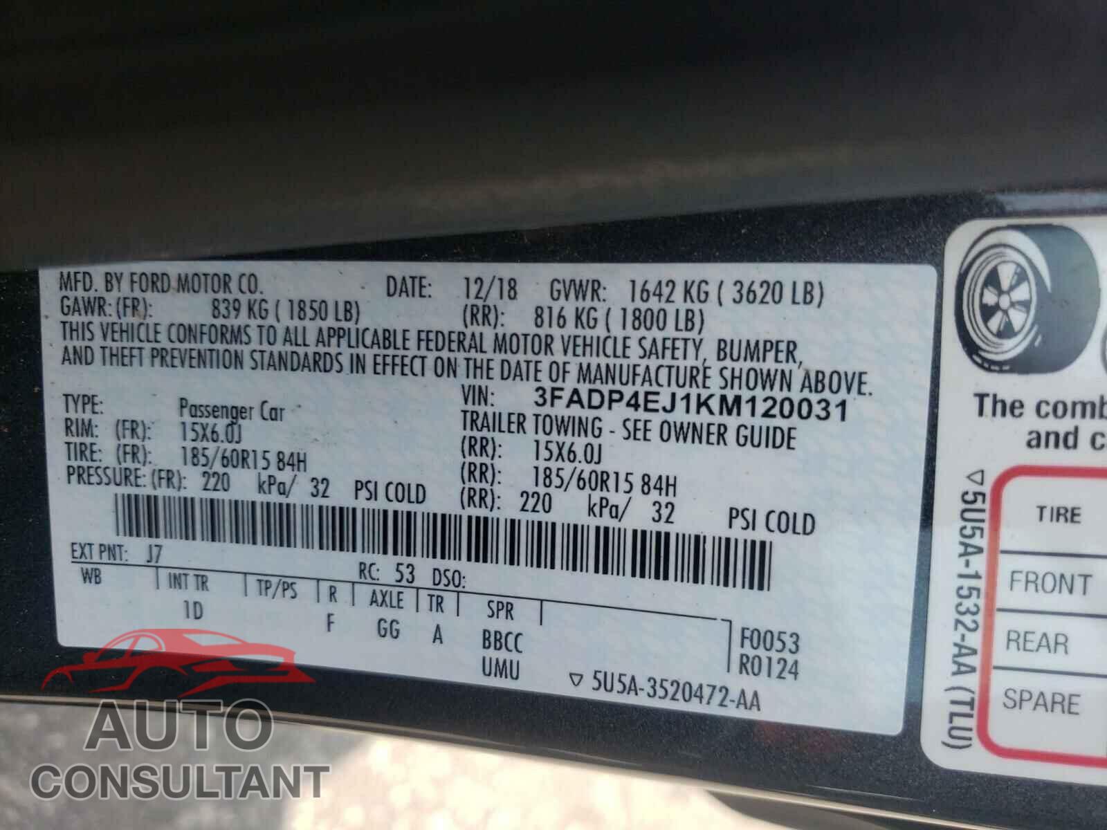 FORD FIESTA 2019 - 3FADP4EJ1KM120031