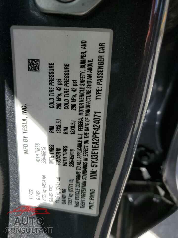 TESLA MODEL 3 2023 - 5YJ3E1EA2PF424071