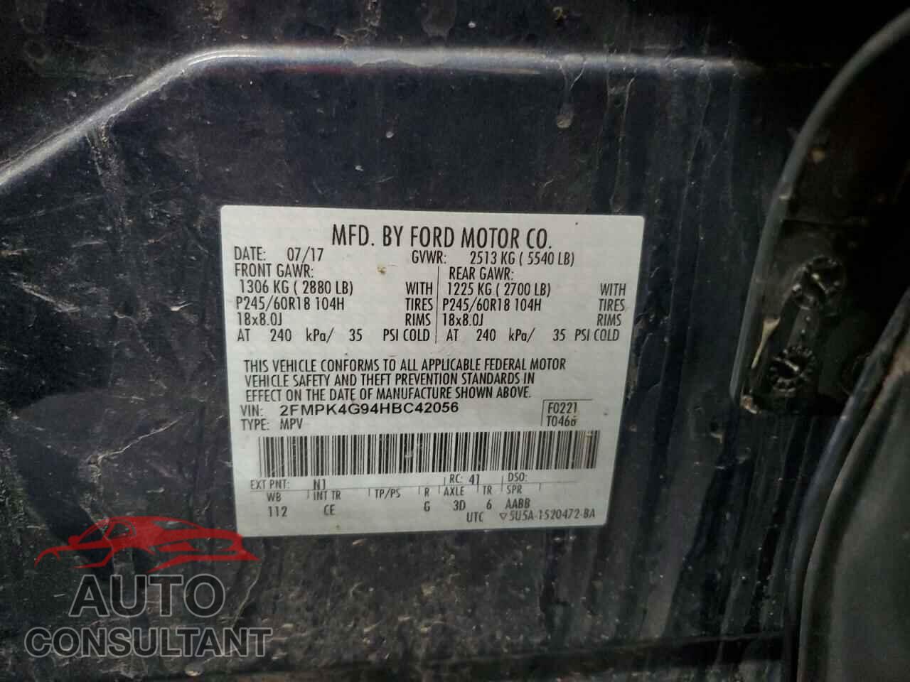 FORD EDGE 2017 - 2FMPK4G94HBC42056