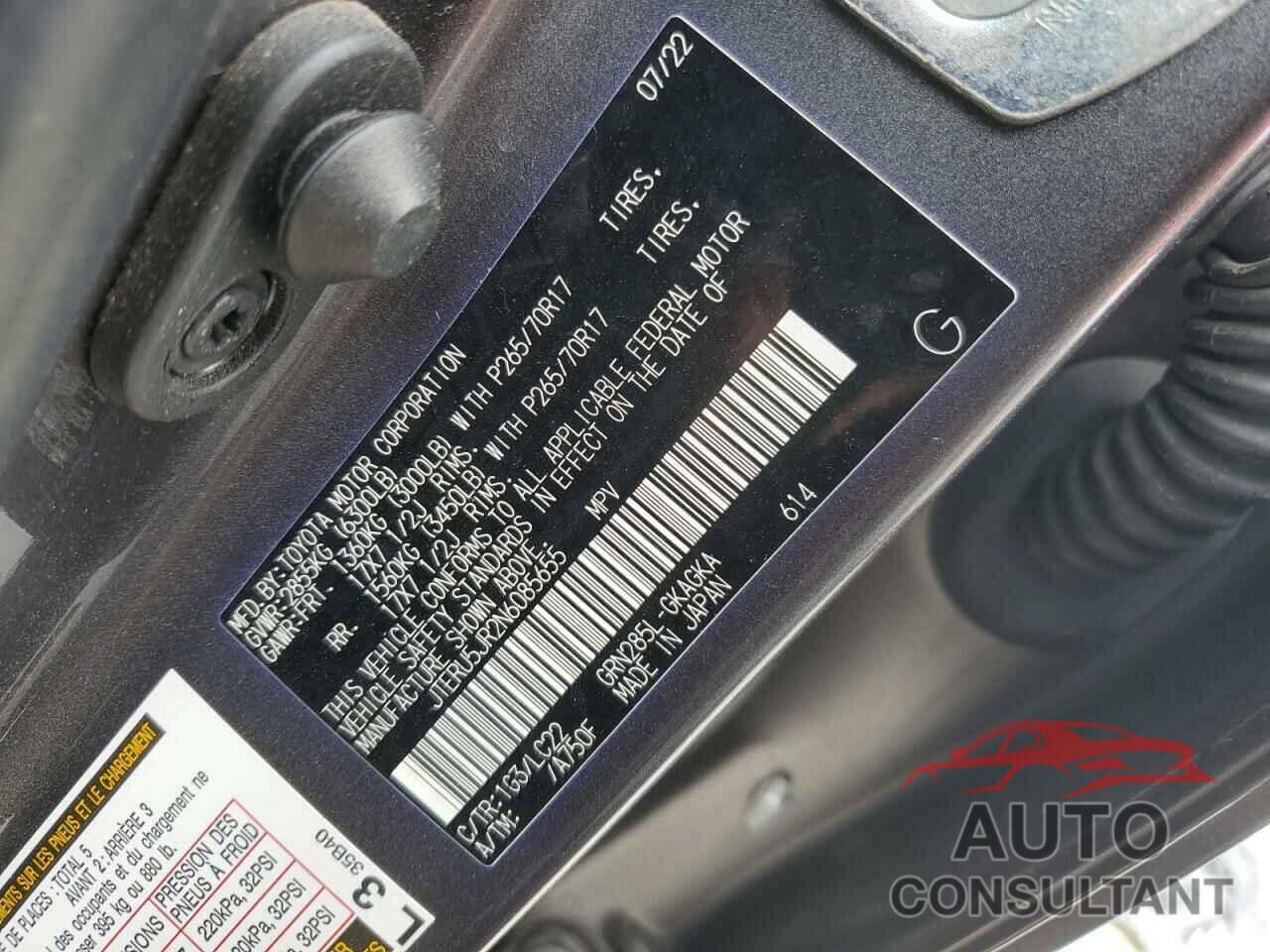 TOYOTA 4RUNNER 2022 - JTERU5JR2N6085655