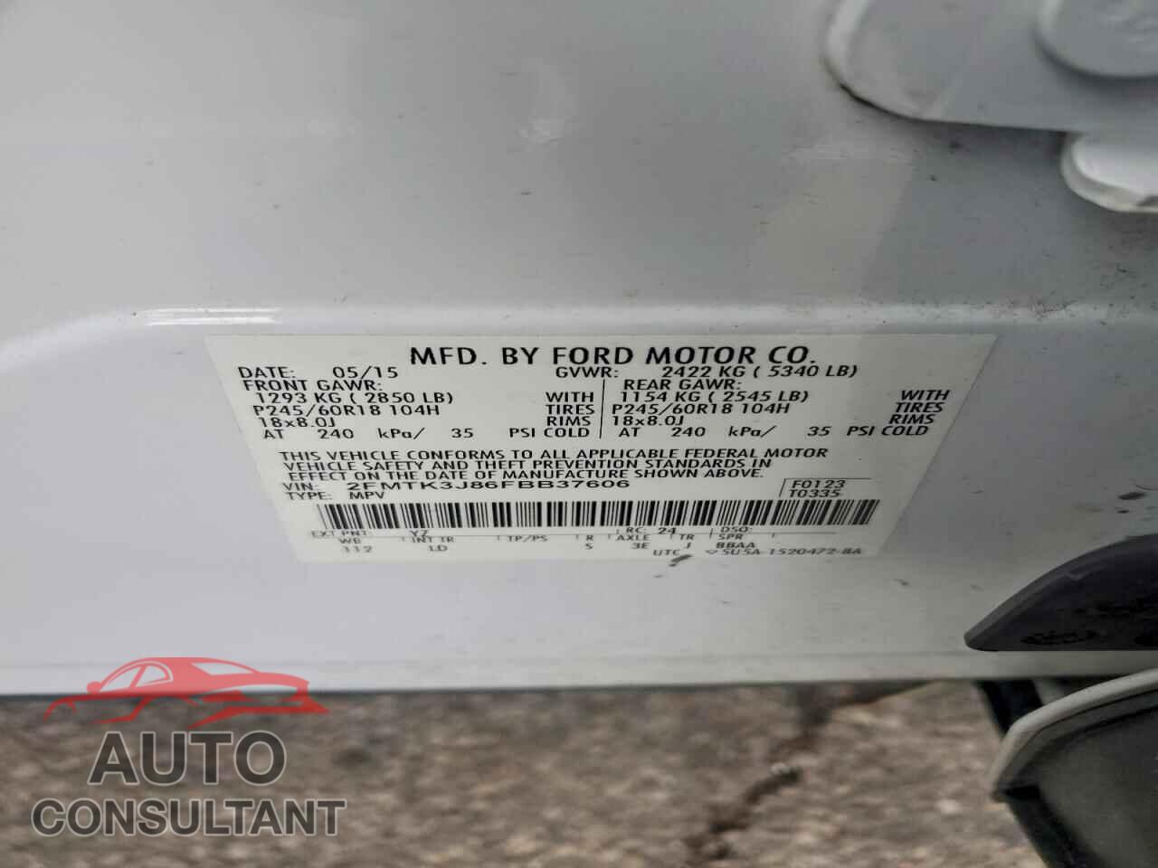 FORD EDGE 2015 - 2FMTK3J86FBB37606
