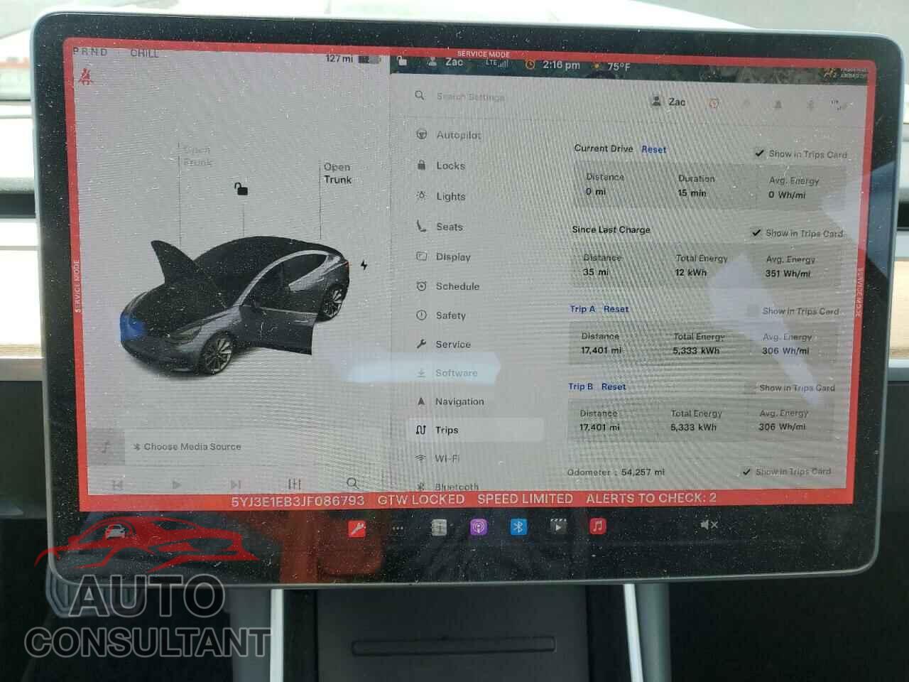 TESLA MODEL 3 2018 - 5YJ3E1EB3JF086793