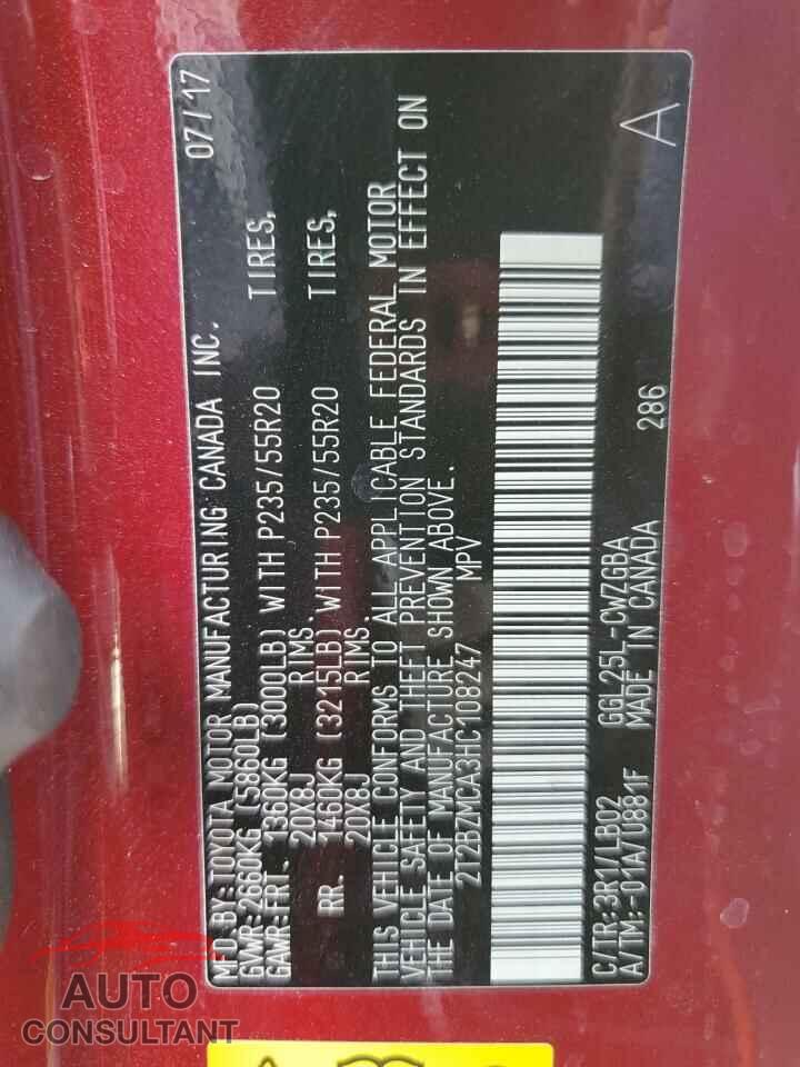 LEXUS RX350 2017 - 2T2BZMCA3HC108247
