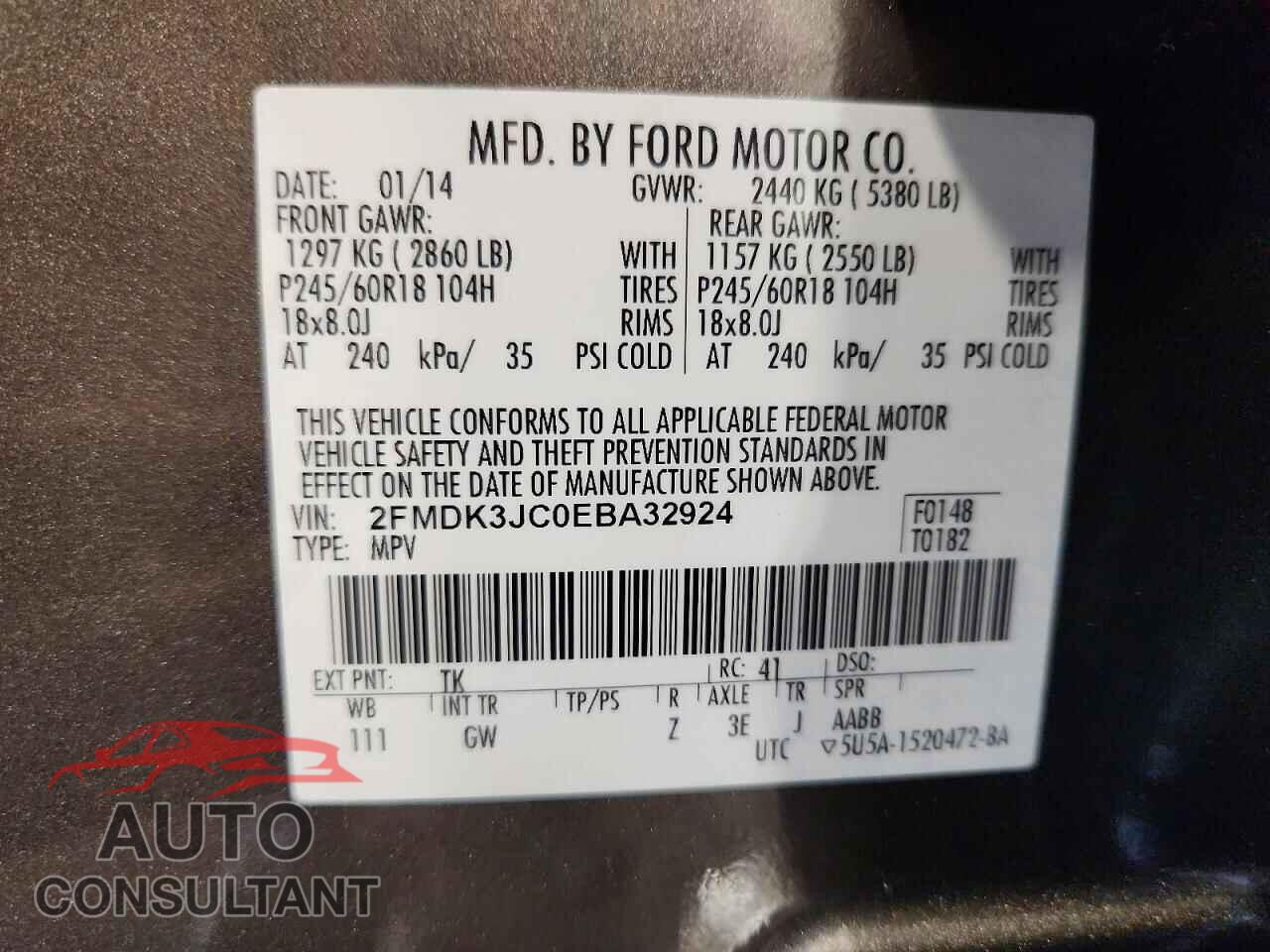 FORD EDGE 2014 - 2FMDK3JC0EBA32924