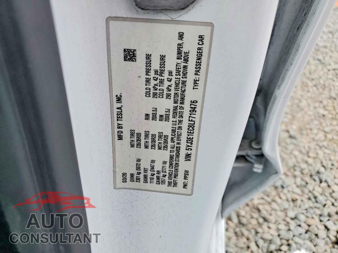 TESLA MODEL 3 2020 - 5YJ3E1EC8LF719476