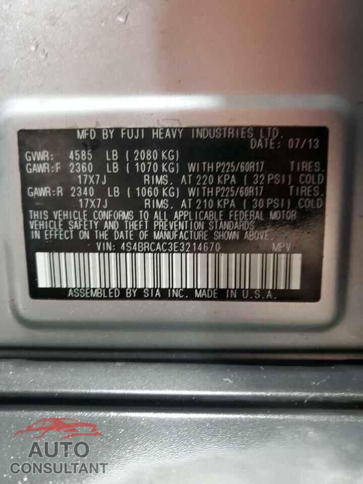 SUBARU OUTBACK 2014 - 4S4BRCAC3E3214670