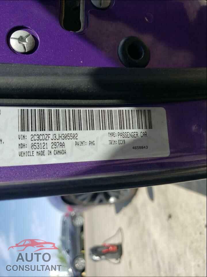 DODGE CHALLENGER 2018 - 2C3CDZFJ3JH305502