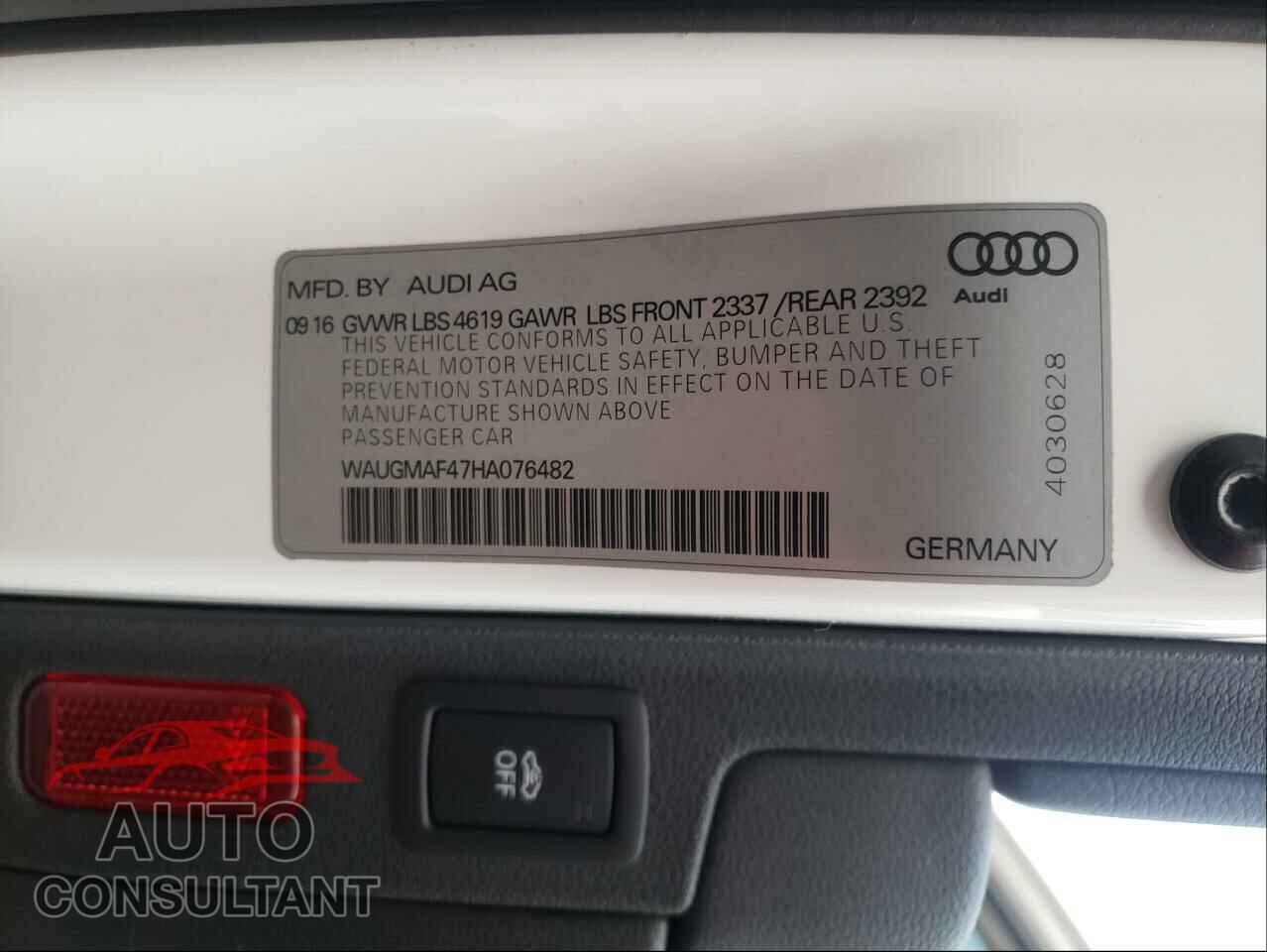 AUDI A4 2017 - WAUGMAF47HA076482