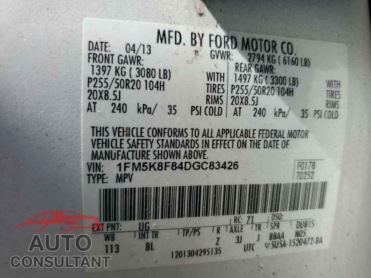 FORD EXPLORER 2013 - 1FM5K8F84DGC83426
