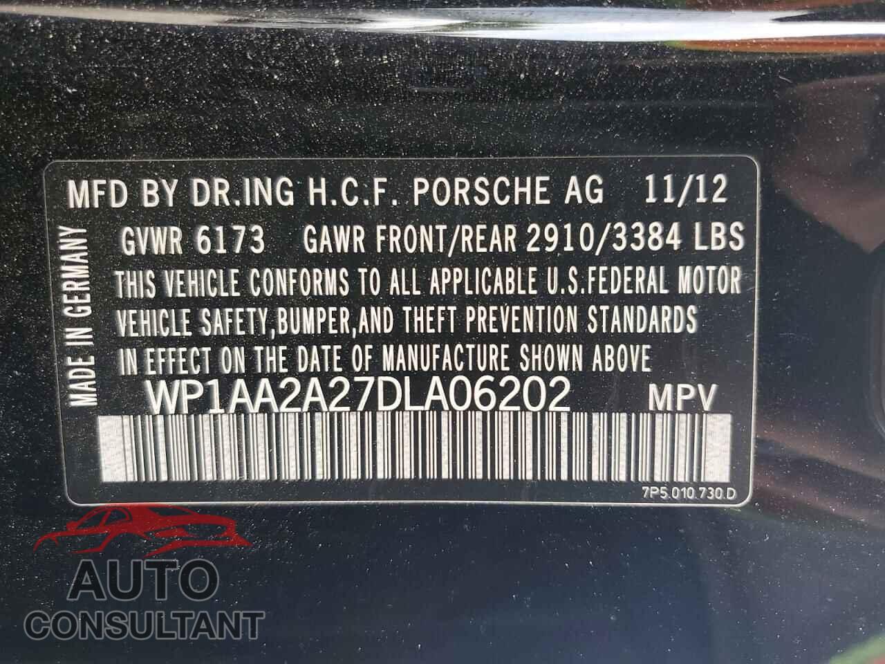 PORSCHE CAYENNE 2013 - WP1AA2A27DLA06202