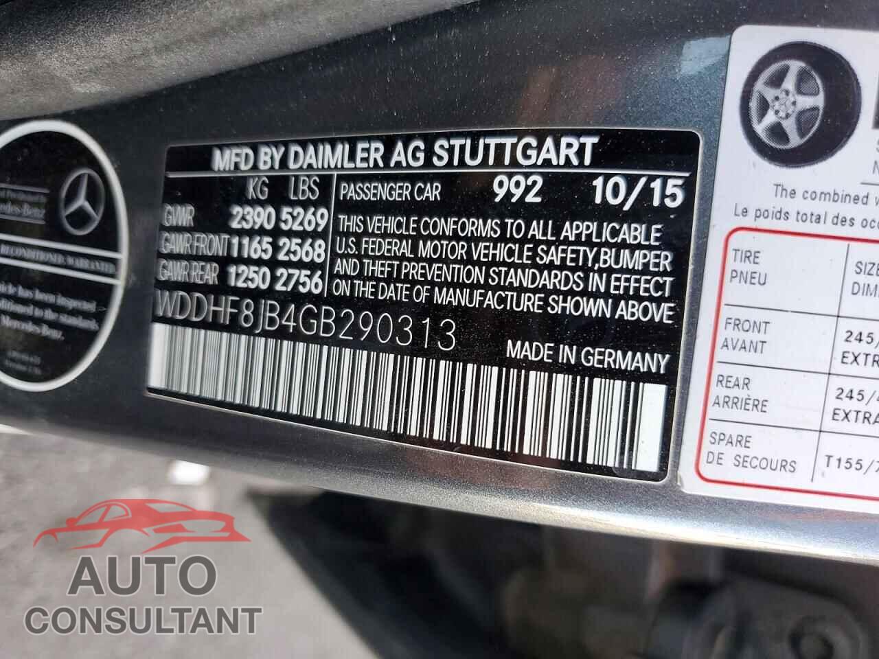 MERCEDES-BENZ E-CLASS 2016 - WDDHF8JB4GB290313