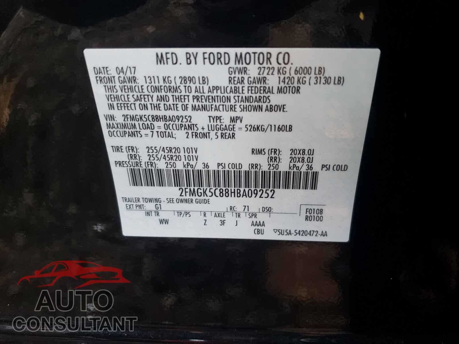FORD FLEX 2017 - 2FMGK5C88HBA09252