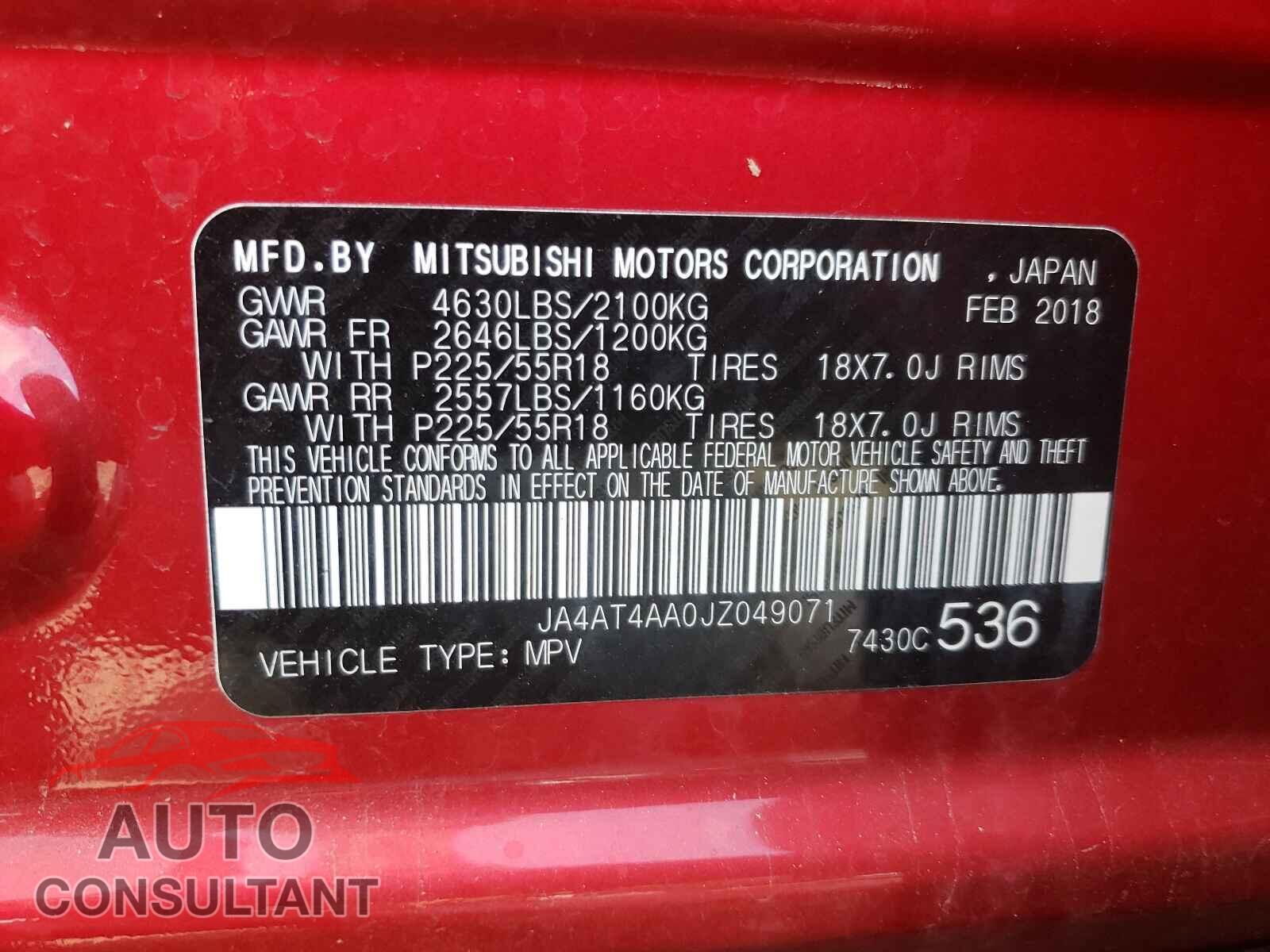 MITSUBISHI ECLIPSE 2018 - JA4AT4AA0JZ049071