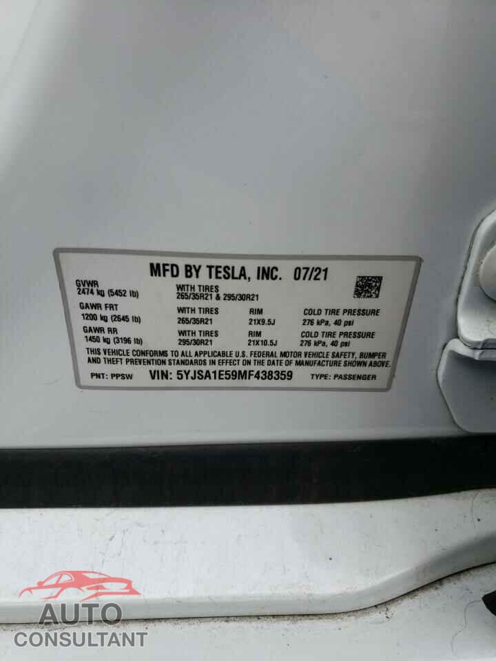 TESLA MODEL S 2021 - 5YJSA1E59MF438359