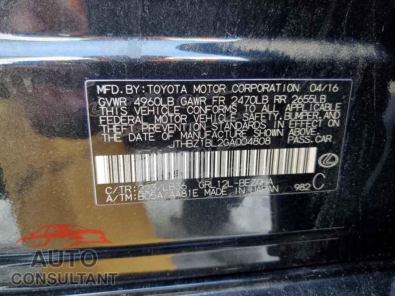 LEXUS GS 2016 - JTHBZ1BL2GA004808