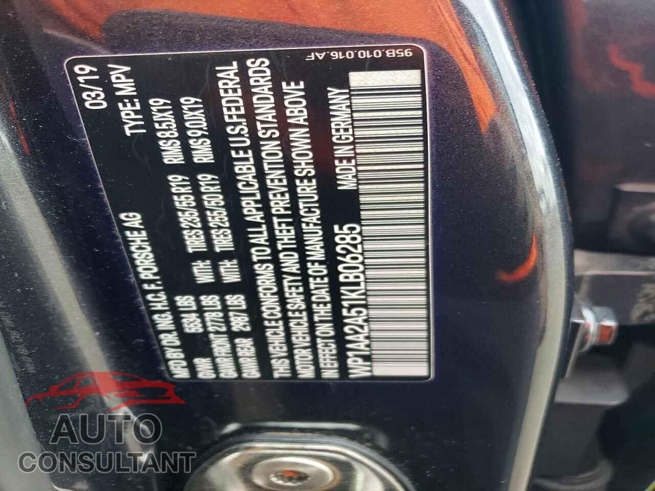 PORSCHE MACAN 2019 - WP1AA2A51KLB06285