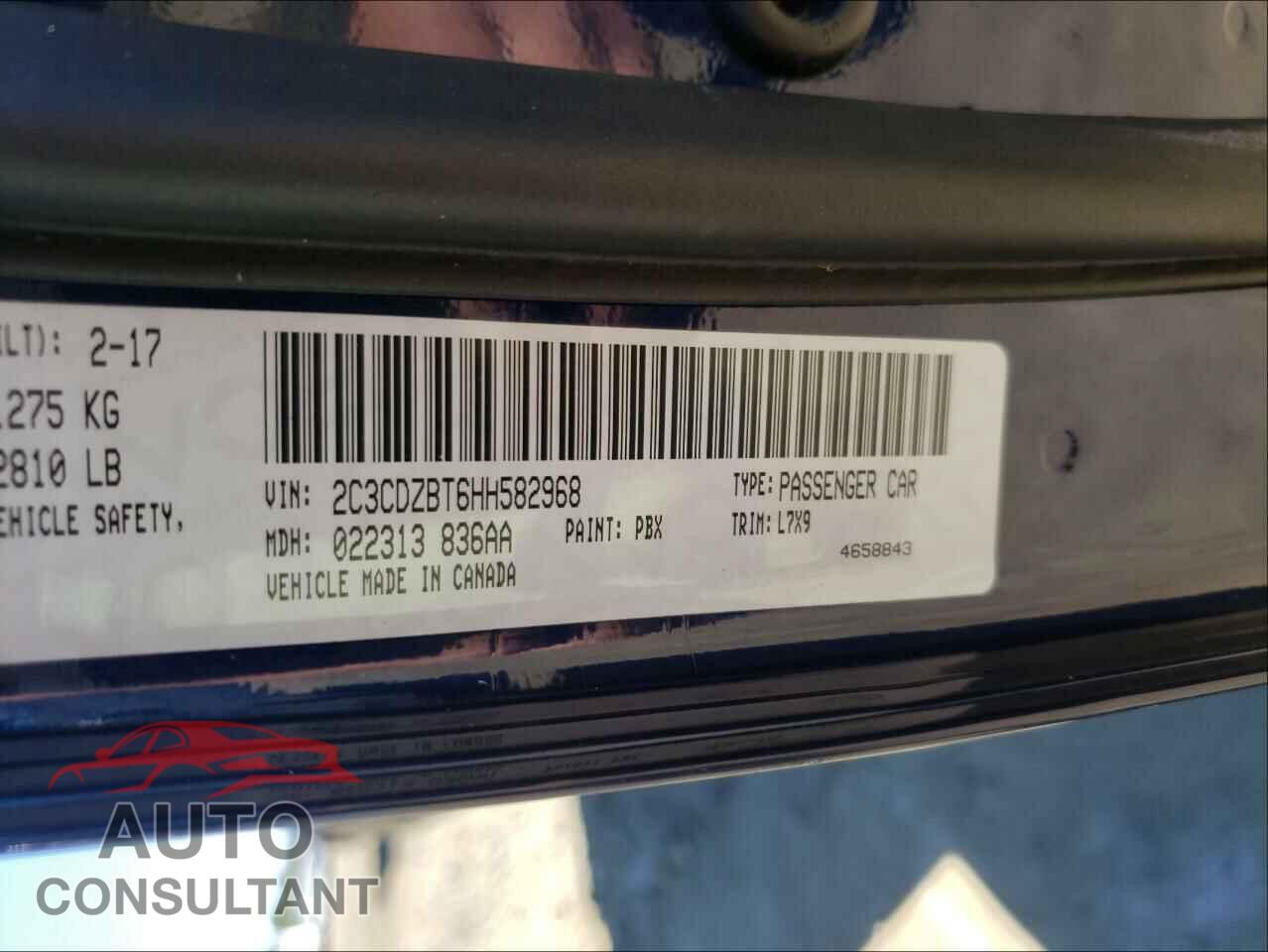 DODGE CHALLENGER 2017 - 2C3CDZBT6HH582968