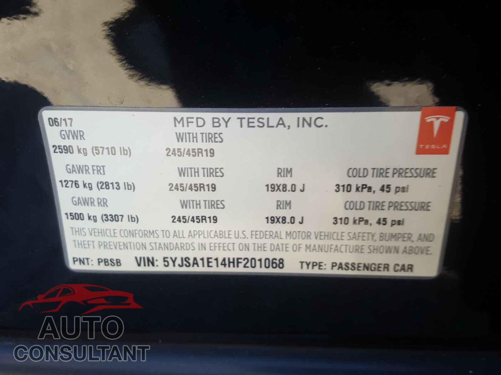 TESLA MODEL S 2017 - 5YJSA1E14HF201068