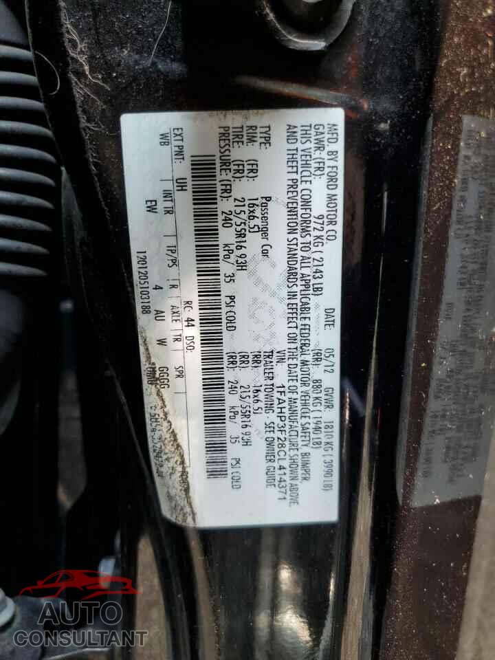 FORD FOCUS 2012 - 1FAHP3F28CL414371