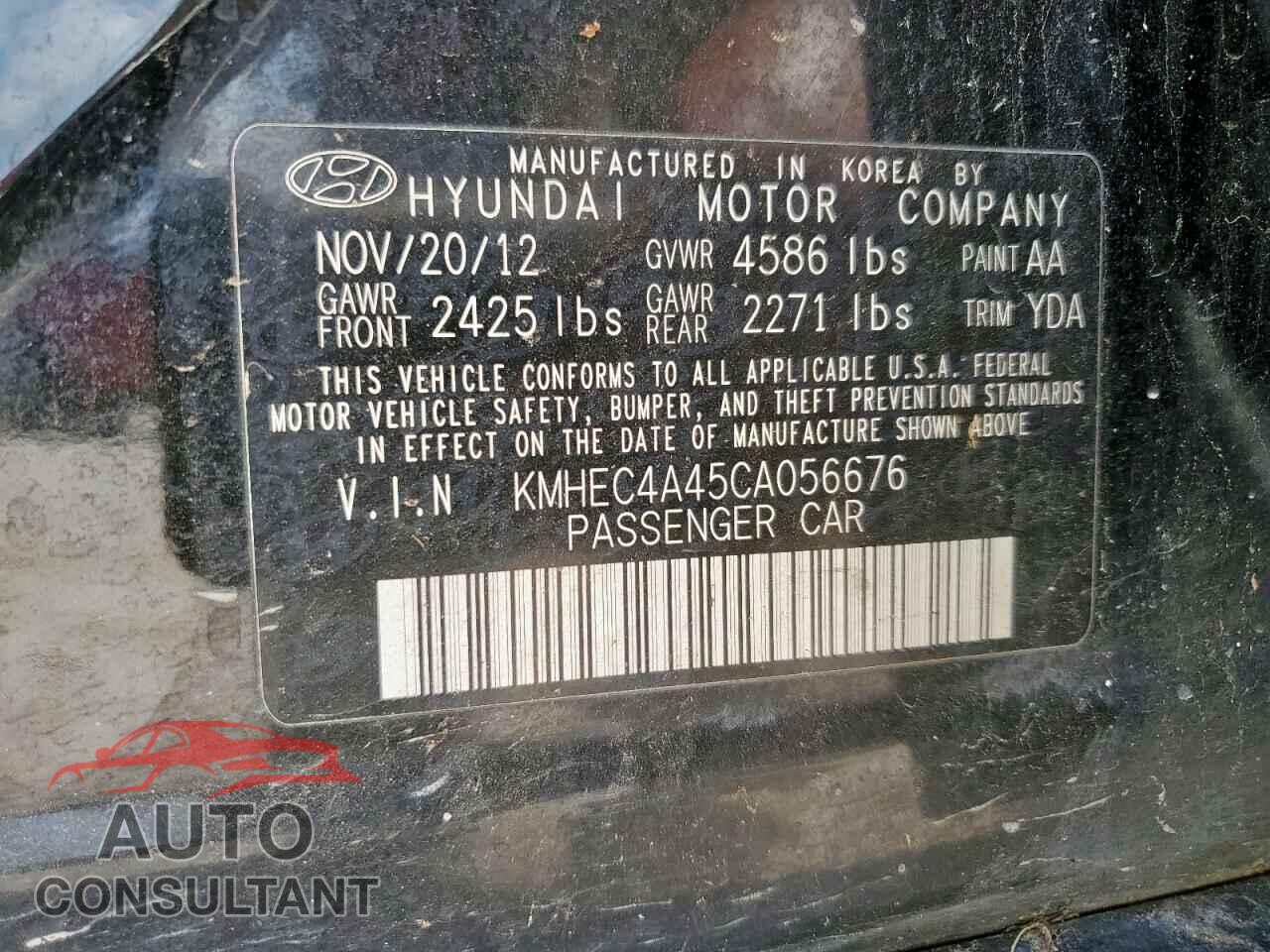 HYUNDAI SONATA 2012 - KMHEC4A45CA056676