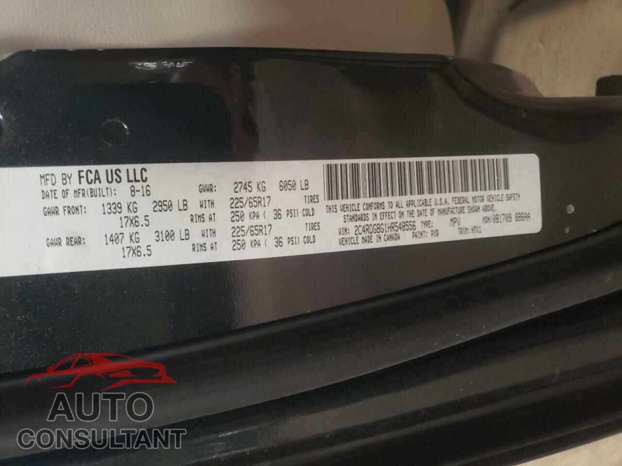 DODGE CARAVAN 2017 - 2C4RDGBG1HR548556