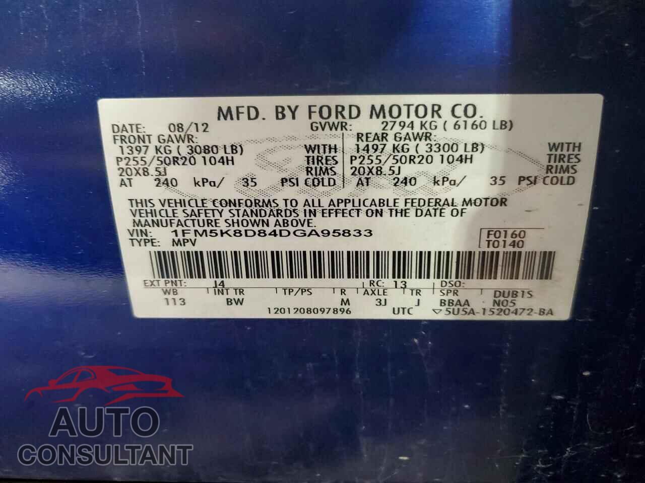 FORD EXPLORER 2013 - 1FM5K8D84DGA95833