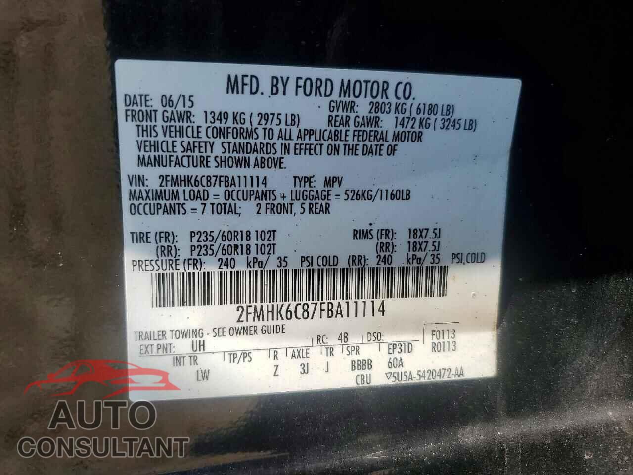 FORD FLEX 2015 - 2FMHK6C87FBA11114