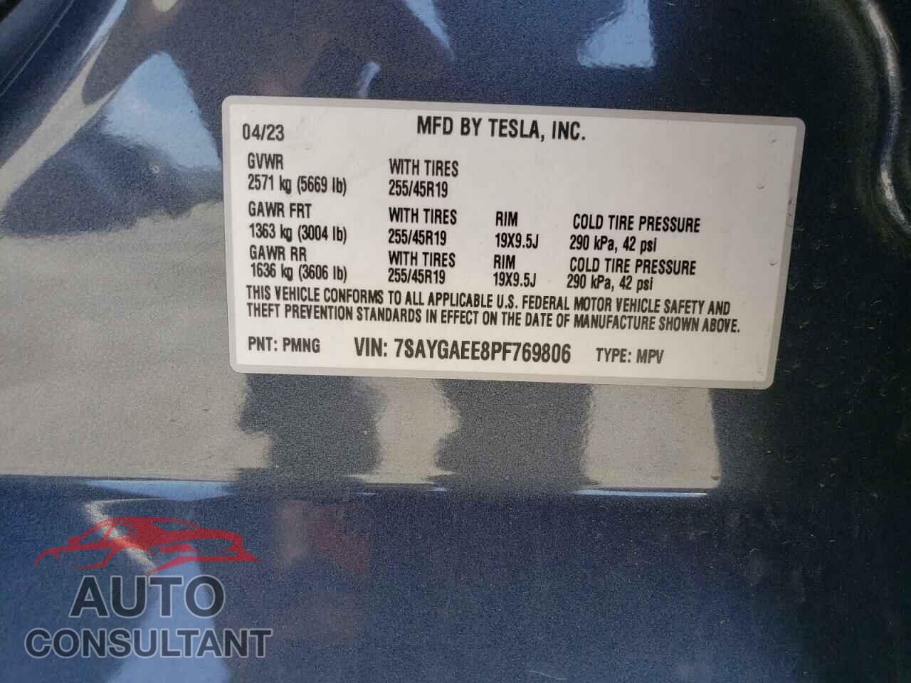 TESLA MODEL Y 2023 - 7SAYGAEE8PF769806