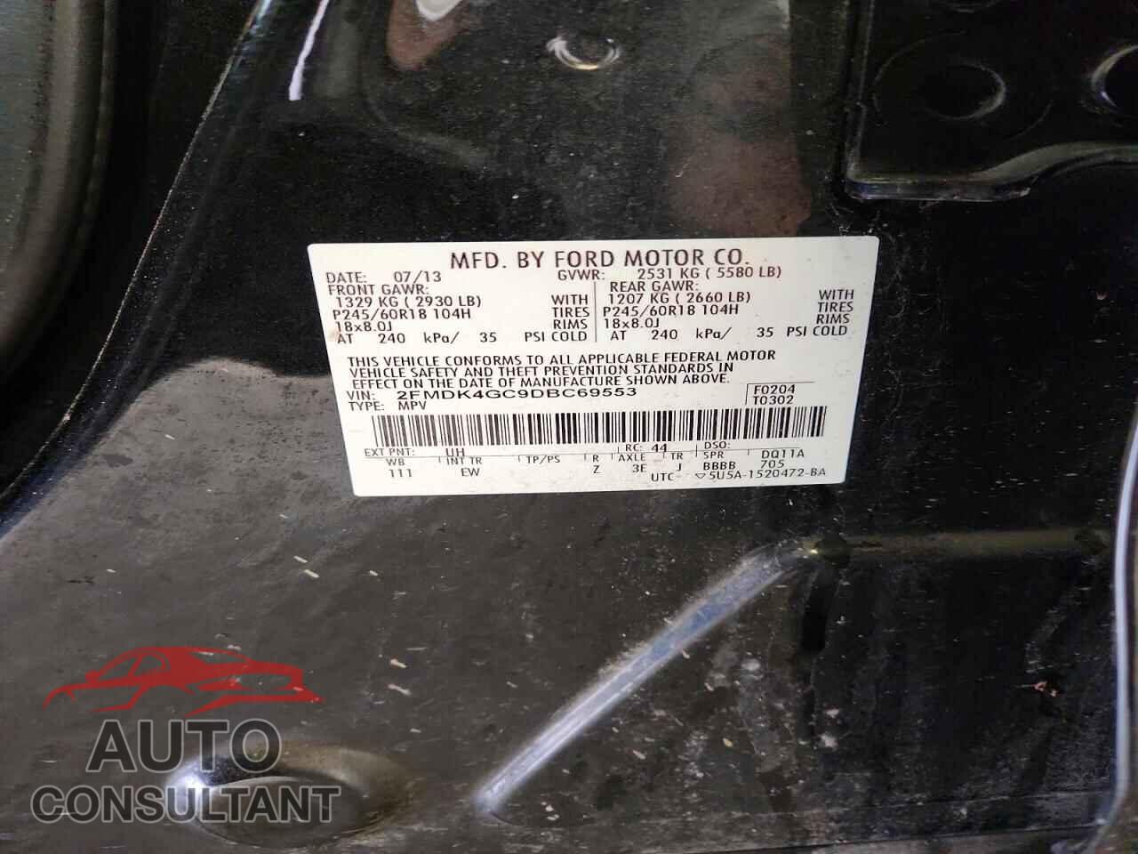 FORD EDGE 2013 - 2FMDK4GC9DBC69553