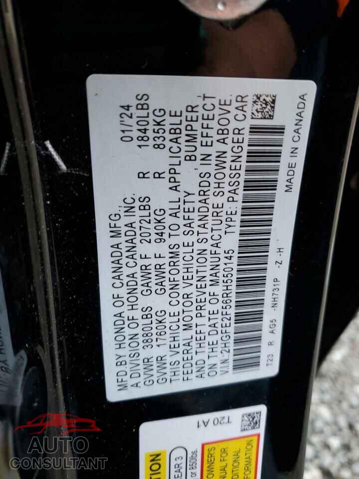 HONDA CIVIC 2024 - 2HGFE2F56RH550145