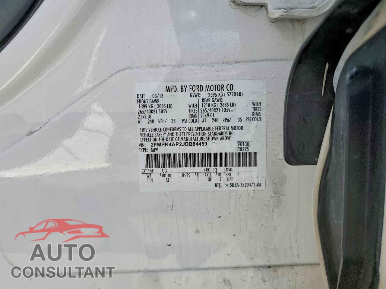 FORD EDGE 2018 - 2FMPK4AP2JBB84459