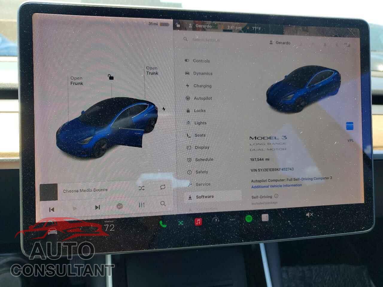 TESLA MODEL 3 2019 - 5YJ3E1EB9KF452743