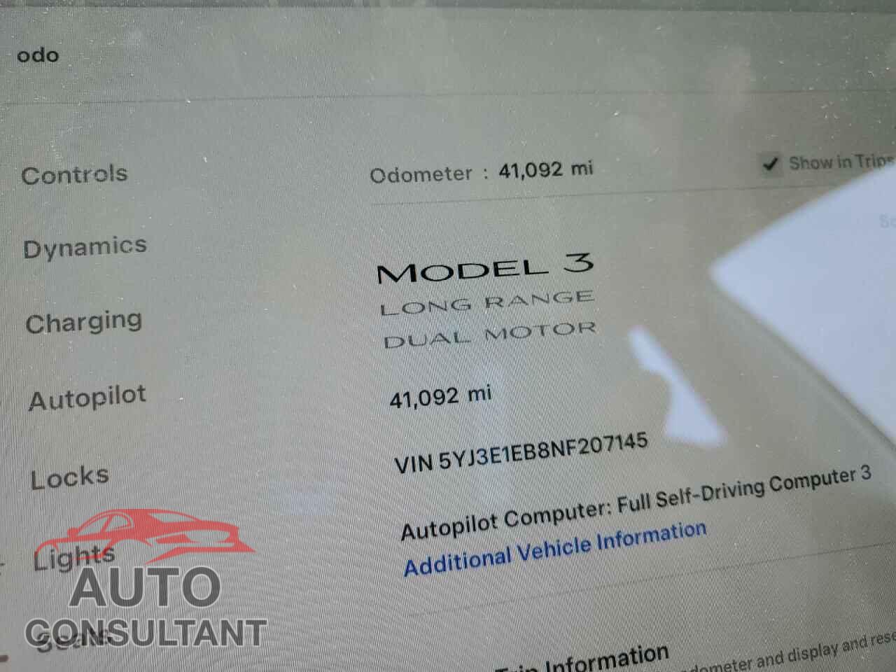 TESLA MODEL 3 2022 - 5YJ3E1EB8NF207145