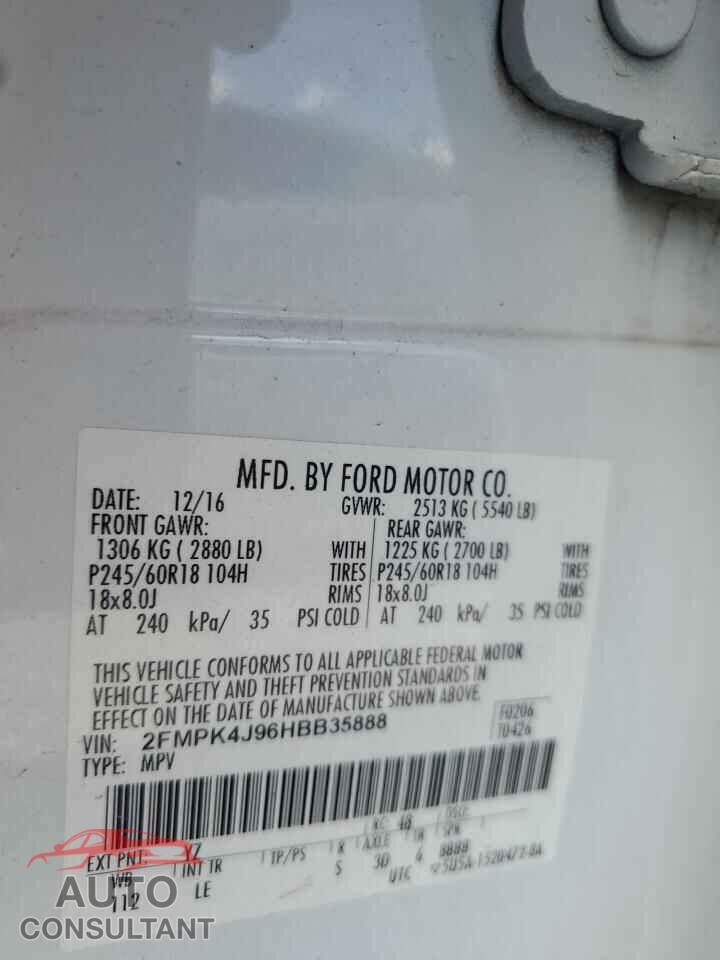FORD EDGE 2017 - 2FMPK4J96HBB35888