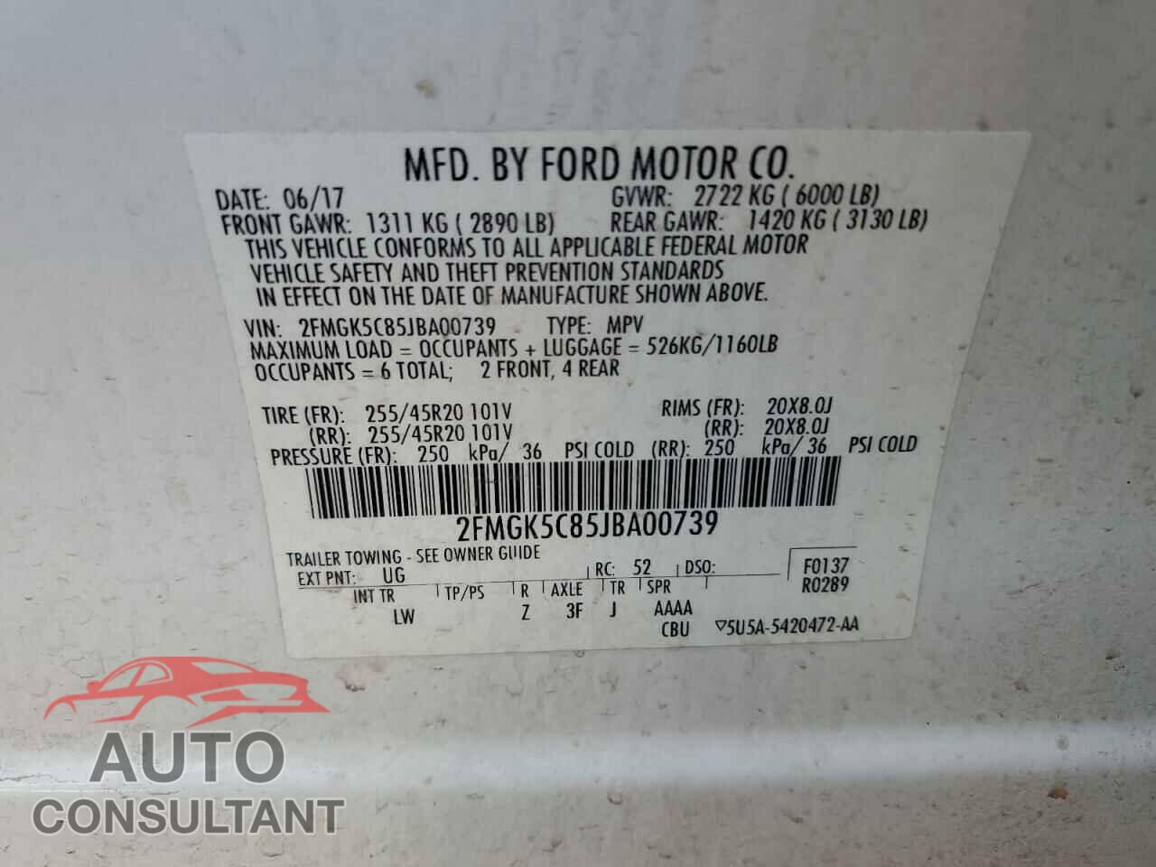 FORD FLEX 2018 - 2FMGK5C85JBA00739