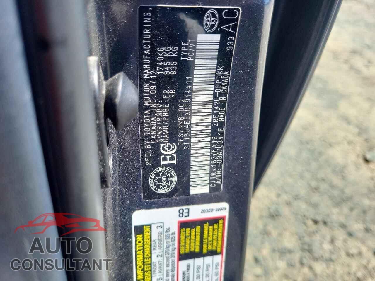 TOYOTA COROLLA 2013 - 2T1BU4EEXDC944411