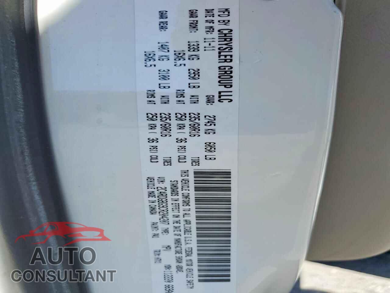DODGE CARAVAN 2012 - 2C4RDGBG9CR204207