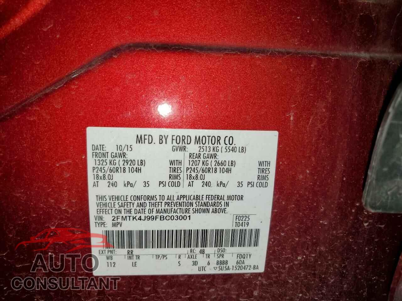 FORD EDGE 2015 - 2FMTK4J99FBC03001