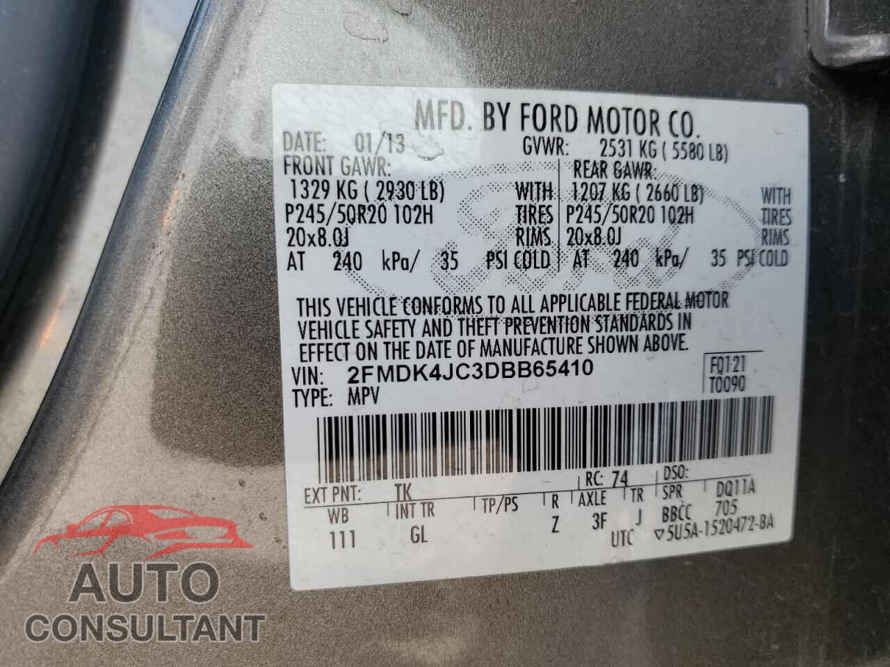 FORD EDGE 2013 - 2FMDK4JC3DBB65410