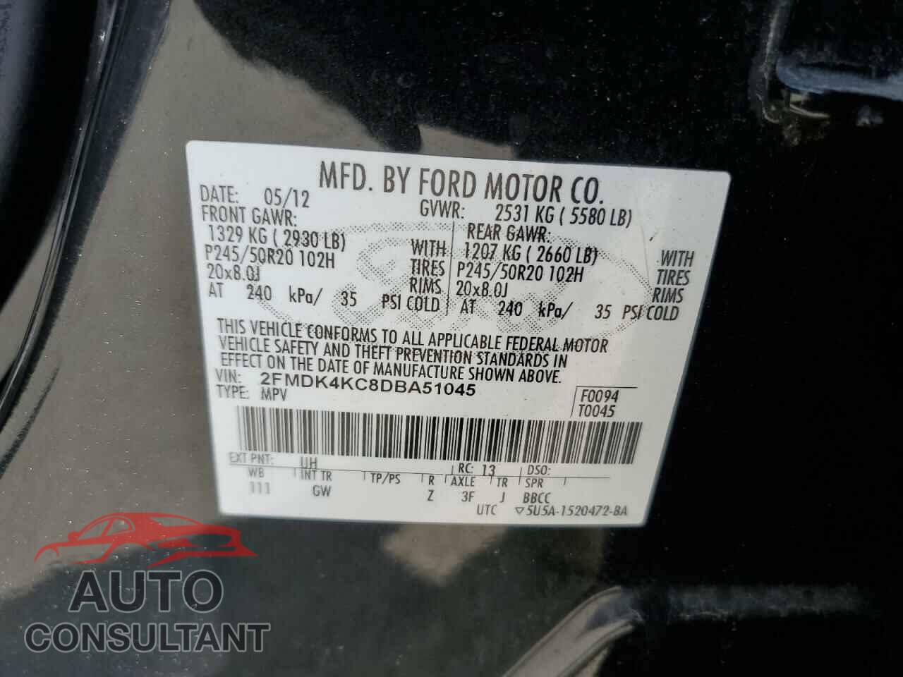 FORD EDGE 2013 - 2FMDK4KC8DBA51045